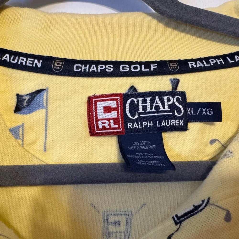 Chaps Ralph Lauren Yellow‎ Golf Patterned Polo Shirt